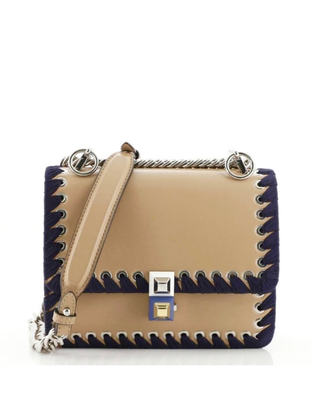 Authentic Fendi Kan 1 whipstitch small crossbody bag